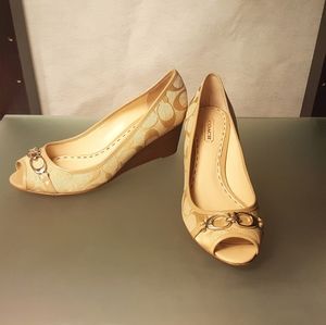 Coach Signature Jacquard Wedge Wood Heel